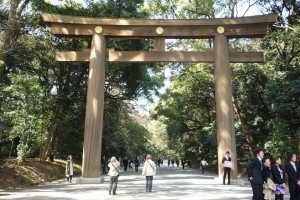 The big gate ("torii") of Meiji Jingu