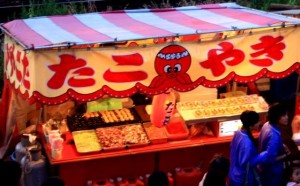 "Takoyaki" booth is very popular at festivals.
