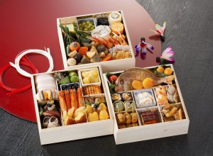 "Osechi" is presented in some box with different layers.