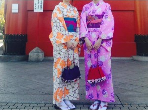 girls wearing "Kimono" visiting temples