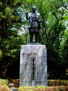 A large bronze statue of Tokugawa Ieyasu