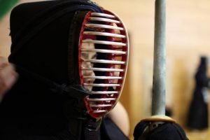 wearing armor protection for "Kendo"
